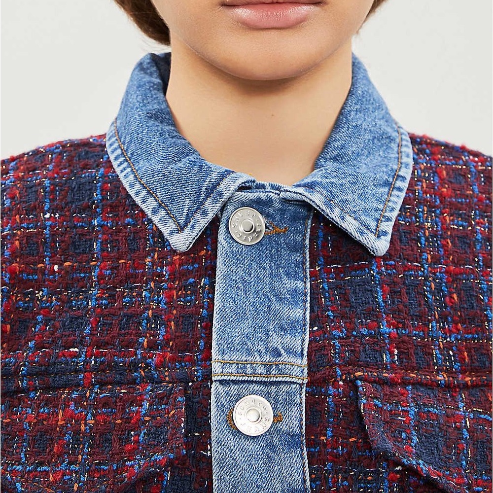 *SOLD* Sandro Chelsy Denim-Trimmed Tweed Jacket - Picture 5 of 12